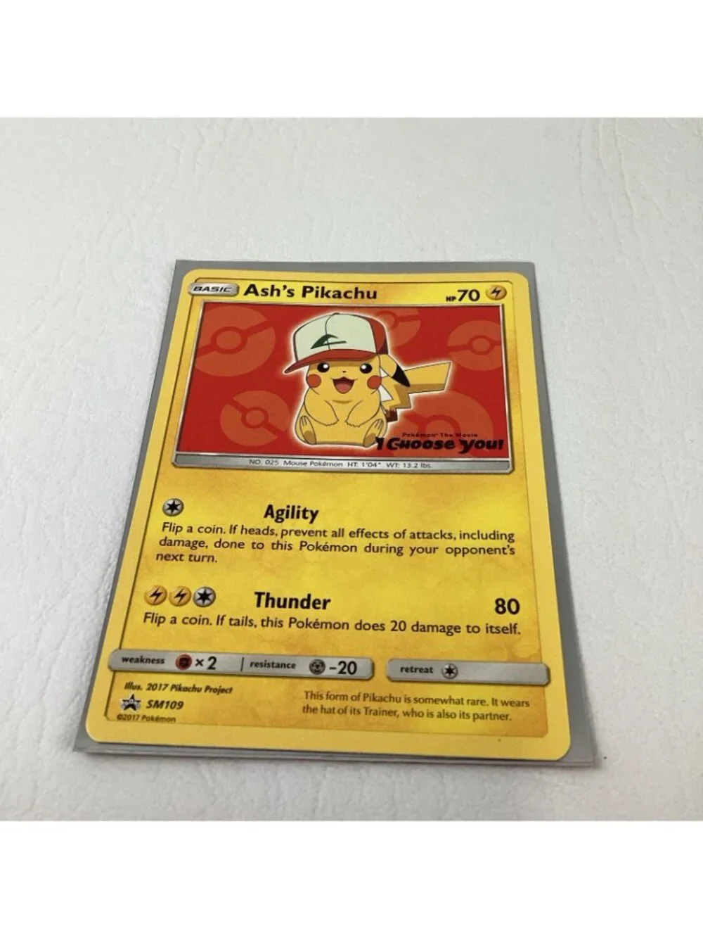 Ash's Pikachu SM109 Sun Moon Pokemon TCG Card Regular 2019 Promo I Choose You